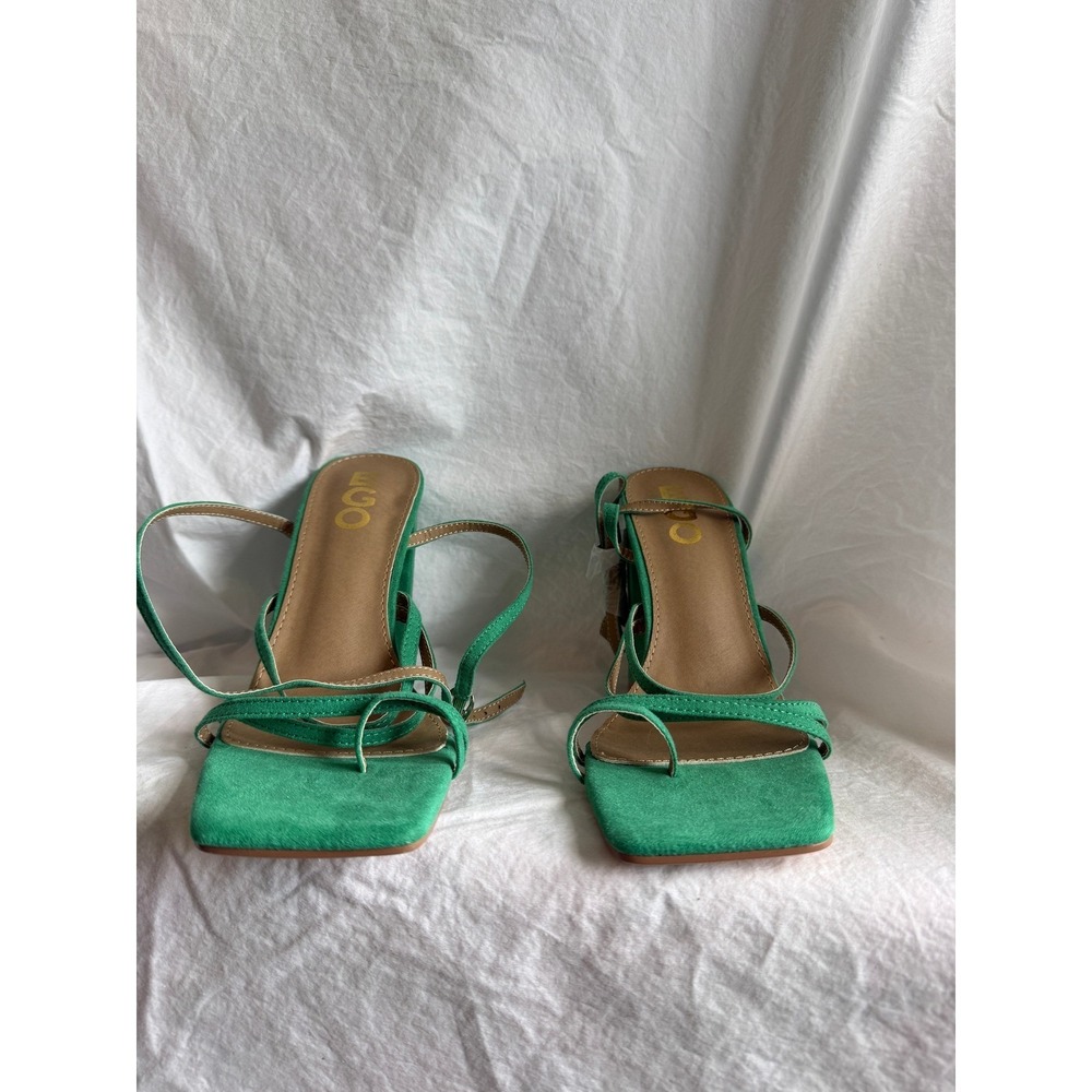 Ego Octavia Green Faux Suede Strappy Block‎ Heel Square Toe Sandals UK 6 US 8